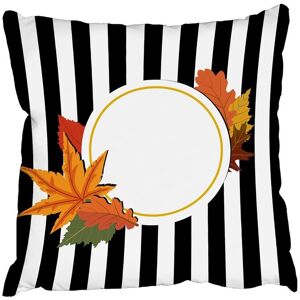 Benjamin Tate Design Cushions - Blach Stripes, Autumn Leaves (Cushion) Multicolor Benjamin Tate Design Cushions - Blach Stripes, Autumn Leaves (Cushion) Multicolor