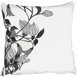 Benjamin Tate Design Cushions - Black & White Flower Illustration (Cushion) Multicolor Benjamin Tate Design Cushions - Black & White Flower Illustration (Cushion) Multicolor