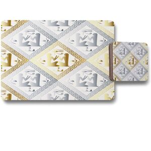 Benjamin Tate Design egyptian hieroglyphs in gold silver placemat coaster set in Natural Natural Benjamin Tate Design egyptian hieroglyphs in gold silver placemat coaster set in Natural Natural