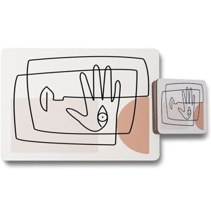 Benjamin Tate Design line drawing of face & hand placemat coaster set in Natural Natural Benjamin Tate Design line drawing of face & hand placemat coaster set in Natural Natural