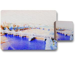 Benjamin Tate Design london eye veiw blue placemat coaster set in Natural Natural Benjamin Tate Design london eye veiw blue placemat coaster set in Natural Natural