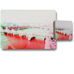 Benjamin Tate Design london eye veiw red placemat coaster set in Natural Natural Benjamin Tate Design london eye veiw red placemat coaster set in Natural Natural