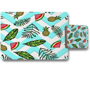 Benjamin Tate Design pineapple watermelon placemat coaster set in Natural Natural Benjamin Tate Design pineapple watermelon placemat coaster set in Natural Natural