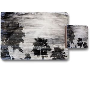 Benjamin Tate Design silver & black palm placemat coaster set in Natural Natural Benjamin Tate Design silver & black palm placemat coaster set in Natural Natural