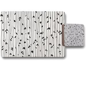 Benjamin Tate Design sketchy leaves scattered on hand drawn lines on white background placemat coaster set in Natural Natural Benjamin Tate Design sketchy leaves scattered on hand drawn lines on white background placemat coaster set in Natural Natural