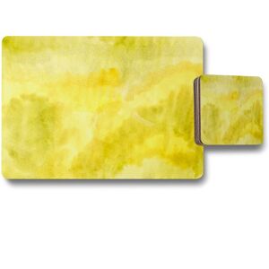 Benjamin Tate Design yellow watercolour placemat coaster set in Natural Natural Benjamin Tate Design yellow watercolour placemat coaster set in Natural Natural