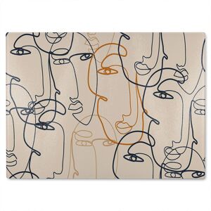 Benjamin Tate Design Continuous line drawing of faces Designer Glass Chopping Board in Natural Natural Benjamin Tate Design Continuous line drawing of faces Designer Glass Chopping Board in Natural Natural