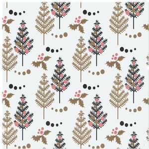 Benjamin Tate Design Christmas Tree Holly Leaf Pattern Splash Back in Natural Natural Benjamin Tate Design Christmas Tree Holly Leaf Pattern Splash Back in Natural Natural