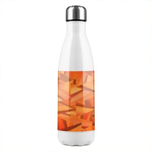 Benjamin Tate Design Autumn Coloured Geometric Triangle Patterns Stainless Steel Bottle in Natural Natural Benjamin Tate Design Autumn Coloured Geometric Triangle Patterns Stainless Steel Bottle in Natural Natural