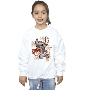 Disney Girl's Lilo & Stitch Ohana Orange Hibiscus Sweatshirt in White Size: 7-8 Years White 7-8 Years Disney Girl's Lilo & Stitch Ohana Orange Hibiscus Sweatshirt in White Size: 7-8 Years White 7-8 Years