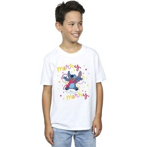 Disney Boy's Lilo & Stitch Merry Rainbow T-Shirt in White Size: 7-8 Years White 7-8 Years Disney Boy's Lilo & Stitch Merry Rainbow T-Shirt in White Size: 7-8 Years White 7-8 Years
