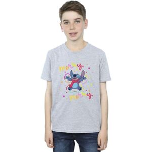 Disney Boy's Lilo & Stitch Merry Rainbow T-Shirt in Grey Size: 7-8 Years Grey 7-8 Years Disney Boy's Lilo & Stitch Merry Rainbow T-Shirt in Grey Size: 7-8 Years Grey 7-8 Years