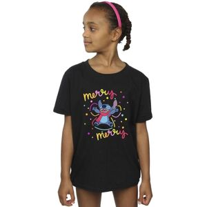 Disney Girl's Lilo & Stitch Merry Rainbow Cotton T-Shirt in Black Size: 7-8 Years Black 7-8 Years Disney Girl's Lilo & Stitch Merry Rainbow Cotton T-Shirt in Black Size: 7-8 Years Black 7-8 Years