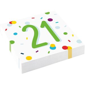 Amscan Confetti 21st Birthday Disposable Napkins (Pack of 20) Multicolor Amscan Confetti 21st Birthday Disposable Napkins (Pack of 20) Multicolor