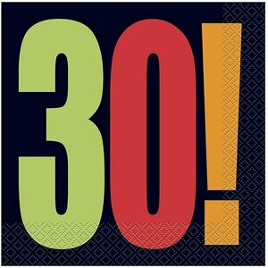 Unique Party Cheer 30th Birthday Disposable Napkins (Pack of 16) Multicolor Unique Party Cheer 30th Birthday Disposable Napkins (Pack of 16) Multicolor