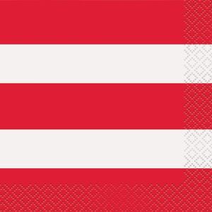Unique Party Stripe Disposable Napkins (Pack of 16) in Red Red Unique Party Stripe Disposable Napkins (Pack of 16) in Red Red