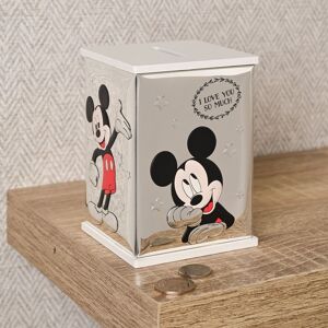 Disney Men's Mickey Mouse Real 999 Silver Plate Money Bank - White Wood Silver Disney Men's Mickey Mouse Real 999 Silver Plate Money Bank - White Wood Silver