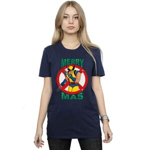 X-Men Women's Wolverine Boyfriend Christmas T-Shirt in Navy Size: 2XL Navy 2XL X-Men Women's Wolverine Boyfriend Christmas T-Shirt in Navy Size: 2XL Navy 2XL