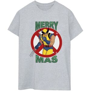 X-Men Women's Wolverine Boyfriend Christmas T-Shirt in Grey Size: Large Grey L X-Men Women's Wolverine Boyfriend Christmas T-Shirt in Grey Size: Large Grey L