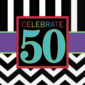 Amscan Celebrate 50th Disposable Napkins (Pack of 16) Multicolor Amscan Celebrate 50th Disposable Napkins (Pack of 16) Multicolor