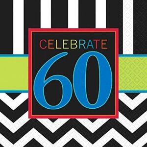 Amscan Celebrate 60th Disposable Napkins (Pack of 16) in Jet Black Jet Black Amscan Celebrate 60th Disposable Napkins (Pack of 16) in Jet Black Jet Black