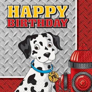 Unique Party Paper Fire Engine Birthday Disposable Napkins (Pack of 16) in White White Unique Party Paper Fire Engine Birthday Disposable Napkins (Pack of 16) in White White