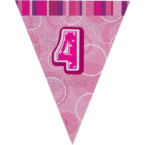 Unique Party Foil Glitz 4th Birthday Bunting in Pink Pink Unique Party Foil Glitz 4th Birthday Bunting in Pink Pink