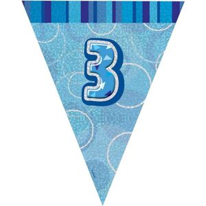 Unique Party Foil Glitz 3rd Birthday Bunting in Blue Blue Unique Party Foil Glitz 3rd Birthday Bunting in Blue Blue