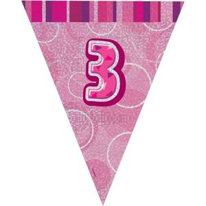 Unique Party Foil Glitz 3rd Birthday Bunting in Pink Pink Unique Party Foil Glitz 3rd Birthday Bunting in Pink Pink