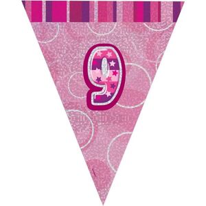 Unique Party Foil Glitz 9th Birthday Bunting in Pink Pink Unique Party Foil Glitz 9th Birthday Bunting in Pink Pink