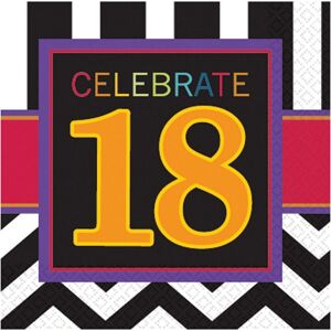 Amscan Chevron 18th Napkins (Pack of 16) Multicolor Amscan Chevron 18th Napkins (Pack of 16) Multicolor