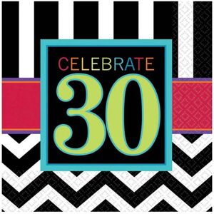 Amscan Celebrate Chevron 30th Birthday Napkins (Pack of 16) Multicolor Amscan Celebrate Chevron 30th Birthday Napkins (Pack of 16) Multicolor