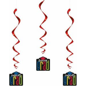 Unique Party Swirl Graduation Hanging Dration (Pack of 3) Multicolor Unique Party Swirl Graduation Hanging Dration (Pack of 3) Multicolor