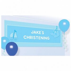 Amscan Booties Christening Banner in Blue Blue Amscan Booties Christening Banner in Blue Blue