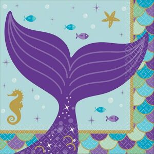 Amscan Wishes Mermaid Tail Napkins (Pack of 16) Multicolor Amscan Wishes Mermaid Tail Napkins (Pack of 16) Multicolor