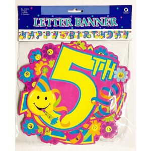 Amscan Letter 5th Birthday Banner in Pink Pink Amscan Letter 5th Birthday Banner in Pink Pink