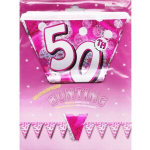 Amscan Foil Sparkle 50th Birthday Bunting in Pink Pink Amscan Foil Sparkle 50th Birthday Bunting in Pink Pink