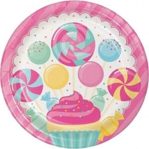 Unique Party Paper Candy Dinner Plate (Pack of 8) in Pink Pink Unique Party Paper Candy Dinner Plate (Pack of 8) in Pink Pink