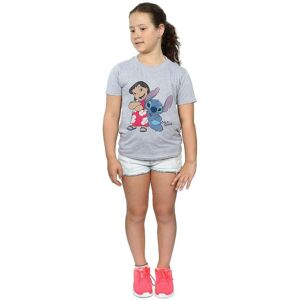 Lilo & Stitch Girl's Classic T-Shirt in Grey Size: 7-8 Years Grey 7-8 Years Lilo & Stitch Girl's Classic T-Shirt in Grey Size: 7-8 Years Grey 7-8 Years