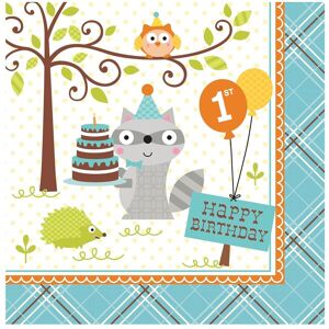 Unique Party Paper Woodland 1st Birthday Napkins (Pack of 16) in Pink Pink Unique Party Paper Woodland 1st Birthday Napkins (Pack of 16) in Pink Pink