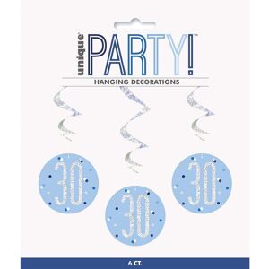 Unique Party Prismatic 30th Birthday Hanging Dration (Pack of 6) in Mid Blue Mid Blue Unique Party Prismatic 30th Birthday Hanging Dration (Pack of 6) in Mid Blue Mid Blue