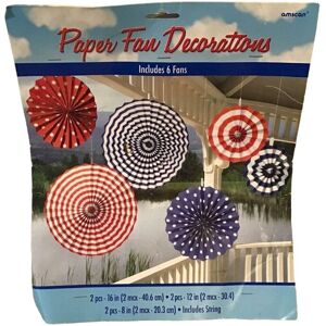 Amscan Paper USA 4th of July Fan Dration (Pack of 6) in Red Red Amscan Paper USA 4th of July Fan Dration (Pack of 6) in Red Red