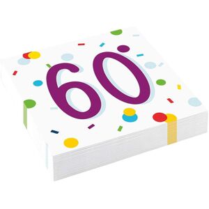 Amscan Confetti 60th Birthday Napkins (Pack of 20) Multicolor Amscan Confetti 60th Birthday Napkins (Pack of 20) Multicolor