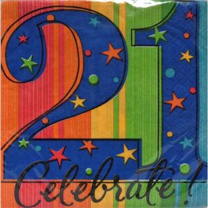 Amscan Celebrate 3 Ply 21st Birthday Napkins (Pack of 16) Multicolor Amscan Celebrate 3 Ply 21st Birthday Napkins (Pack of 16) Multicolor