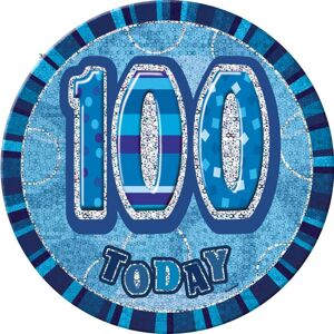 Unique Party 100 Today Glitz Birthday Party Badge in Mid Blue Mid Blue Unique Party 100 Today Glitz Birthday Party Badge in Mid Blue Mid Blue