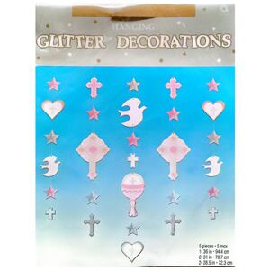 Amscan Glitter Hanging Dration (Pack of 5) in Pink Pink Amscan Glitter Hanging Dration (Pack of 5) in Pink Pink