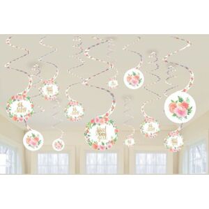 Amscan Floral Shower Hanging Dration (Pack of 12) in Pink Pink Amscan Floral Shower Hanging Dration (Pack of 12) in Pink Pink