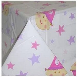 Amscan 1st Birthday Party Table Cover in White White Amscan 1st Birthday Party Table Cover in White White