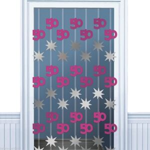 Amscan 50 Shimmer Hanging Dration in Pink Pink Amscan 50 Shimmer Hanging Dration in Pink Pink