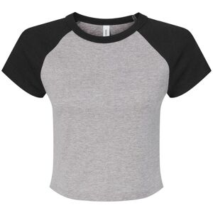 Bella + Canvas Women's Heather Micro-Rib doll Raglan Crop T-Shirt in Mid Grey Size: Large Mid Grey L Bella + Canvas Women's Heather Micro-Rib doll Raglan Crop T-Shirt in Mid Grey Size: Large Mid Grey L
